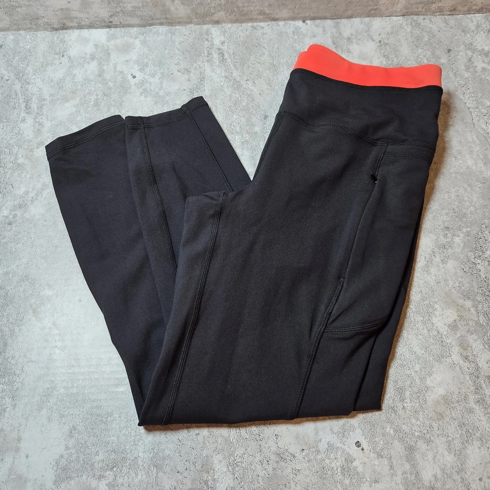 Reebok Leggings Women's Med Black High Rise Side Pockets Performance Activewear - Picture 3 of 16